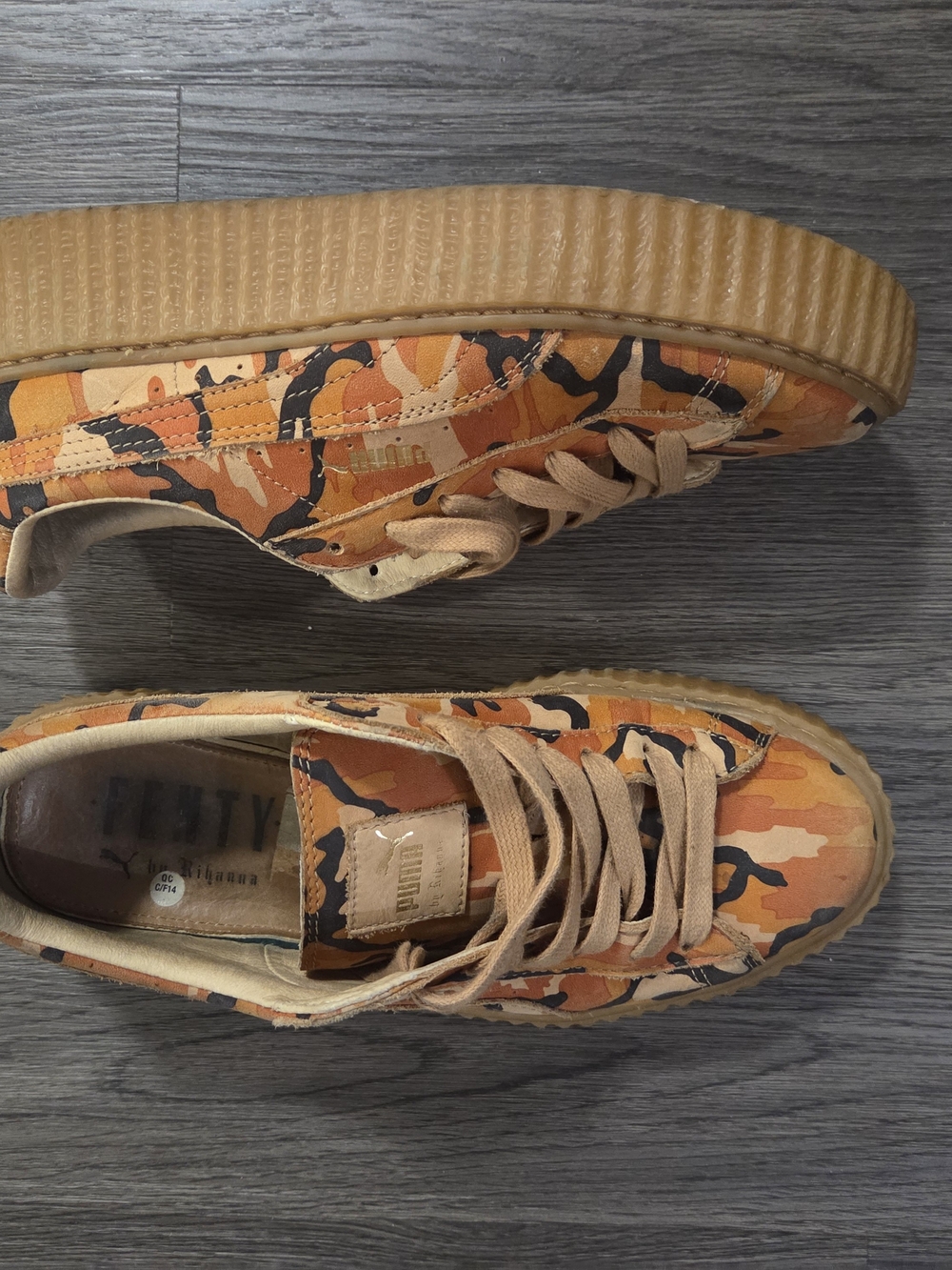 Puma Rihanna Creeper Low-Top Sneaker in Orange Camo